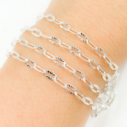925 Sterling Silver Diamond Cut Oval Link Chain